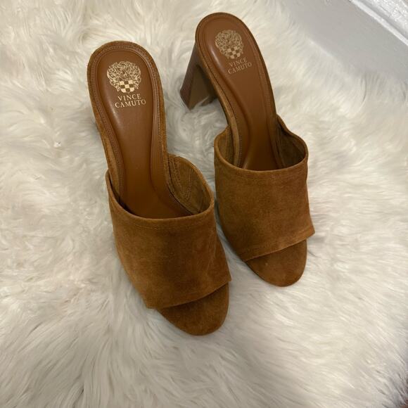 Vince Camuto Brown Suede Mules - Picture 2 of 8